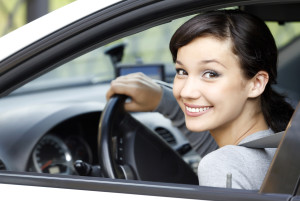 Pretty girl in a car